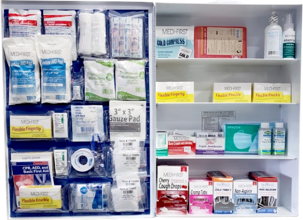 Stocked first aid cabinet from TWS for a Lexington office