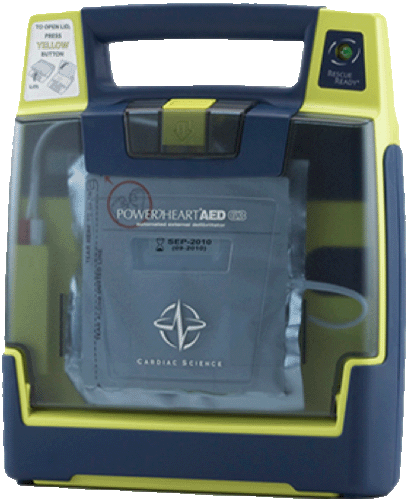 AED unit with pads and battery serviced by TWS in Louisville