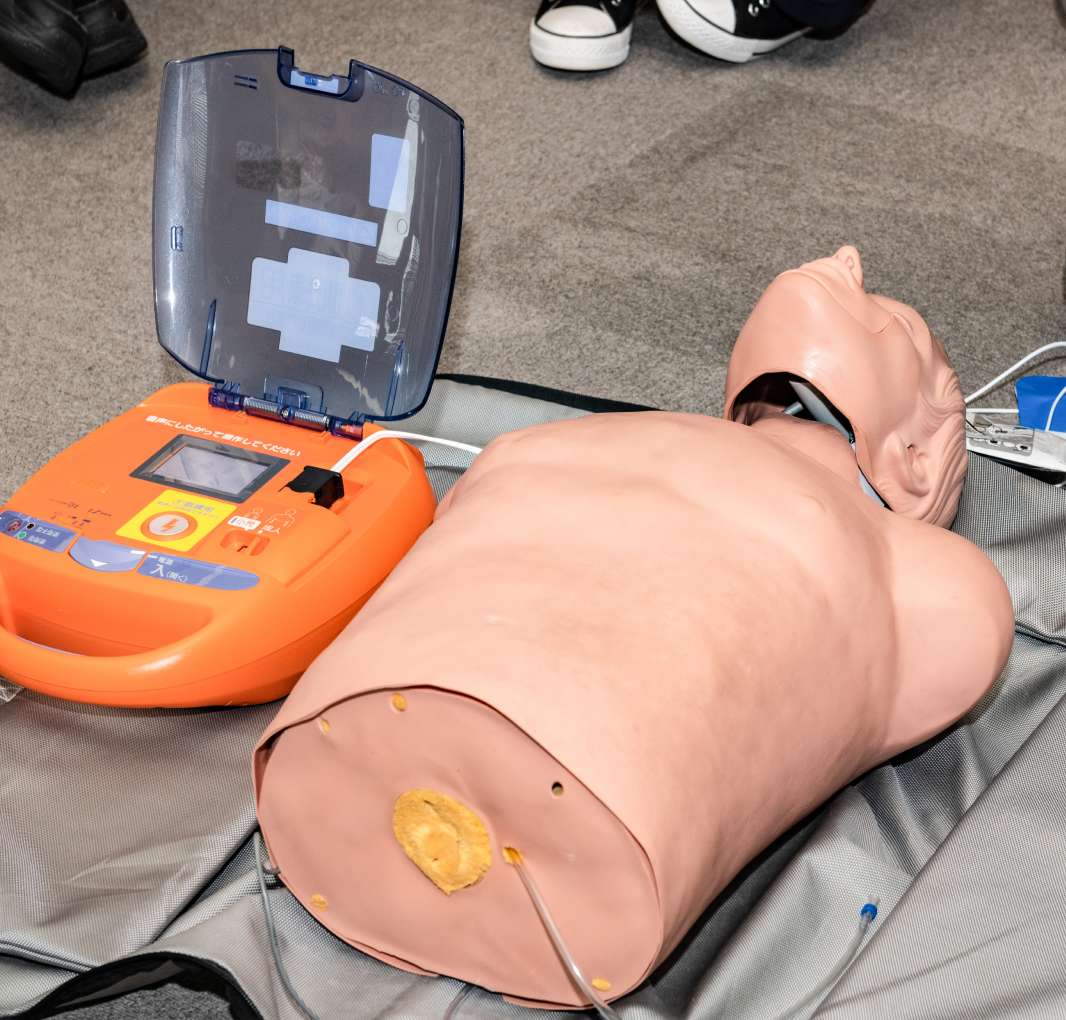 Wall-mounted AED maintained by TWS in Birmingham