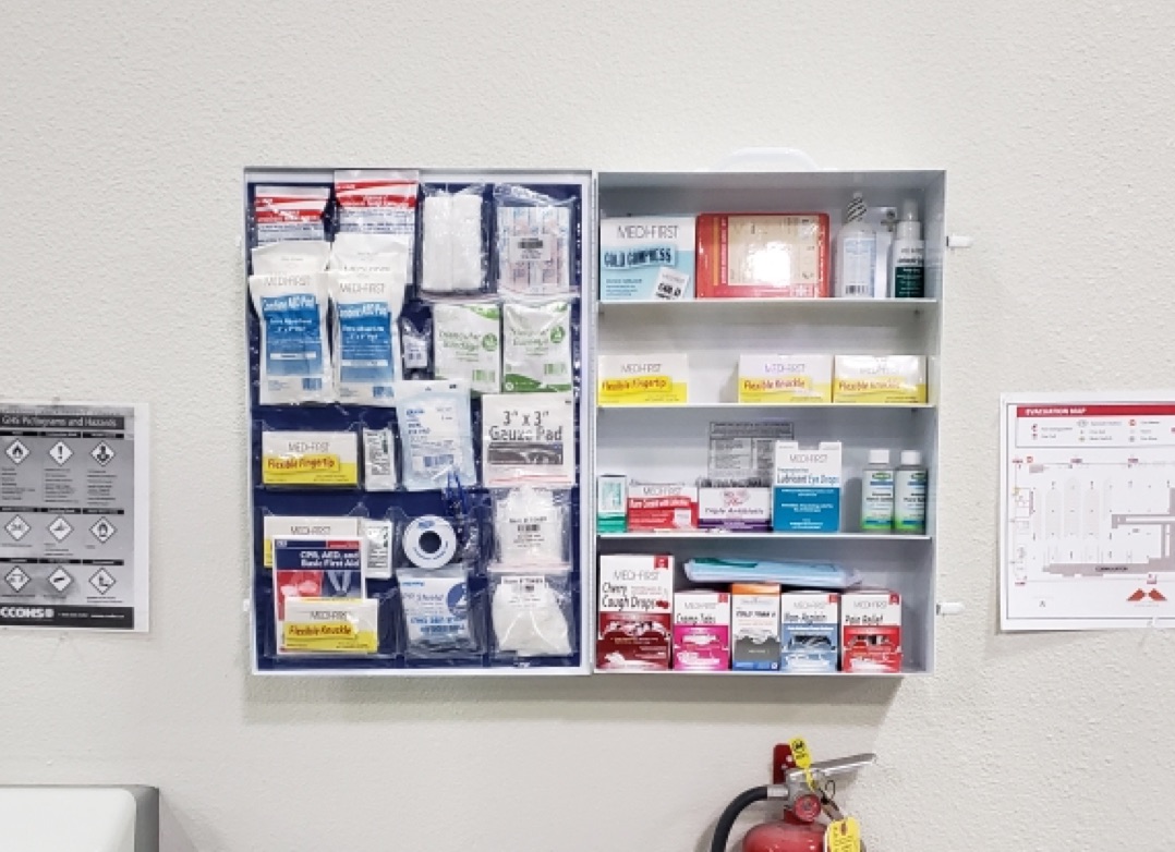Bulk bandages and first aid stock for a Philadelphia workplace